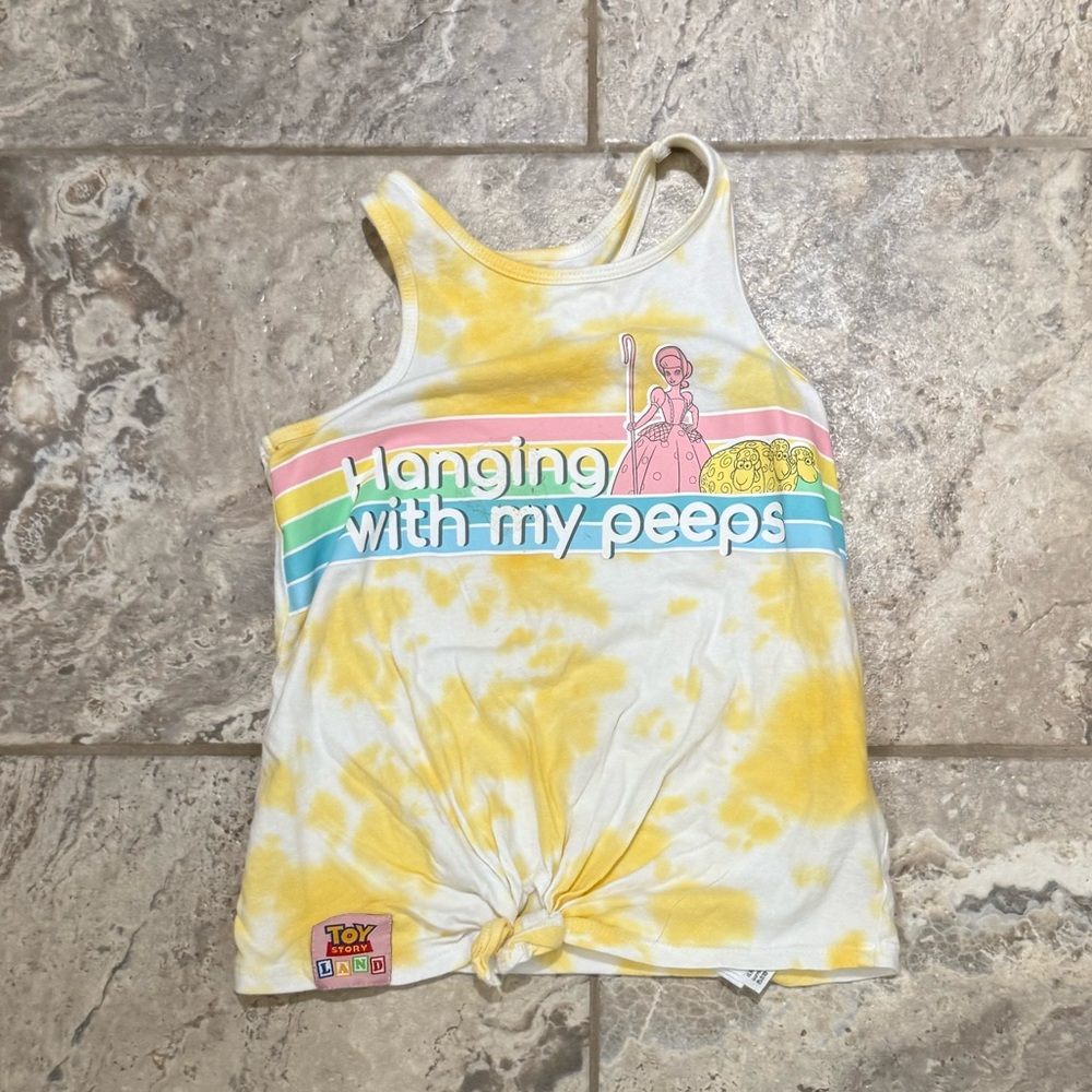 Size 5/6 Bo Peep Kids Yellow Tie-Dye Tank Top